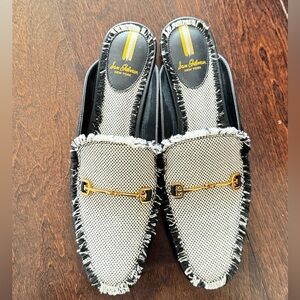 Sam Edelman Linnie Fray Black and White mules